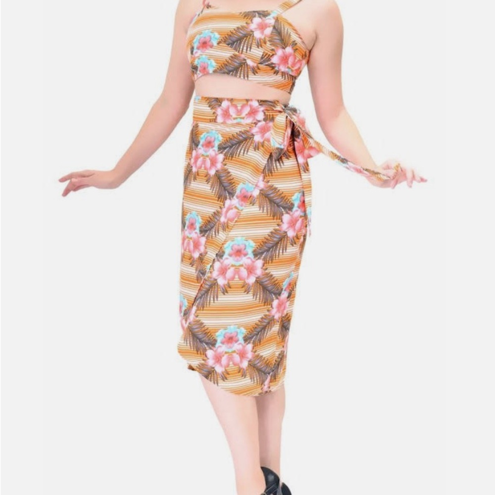 Steady clothing tiki wrap skirt and matching top